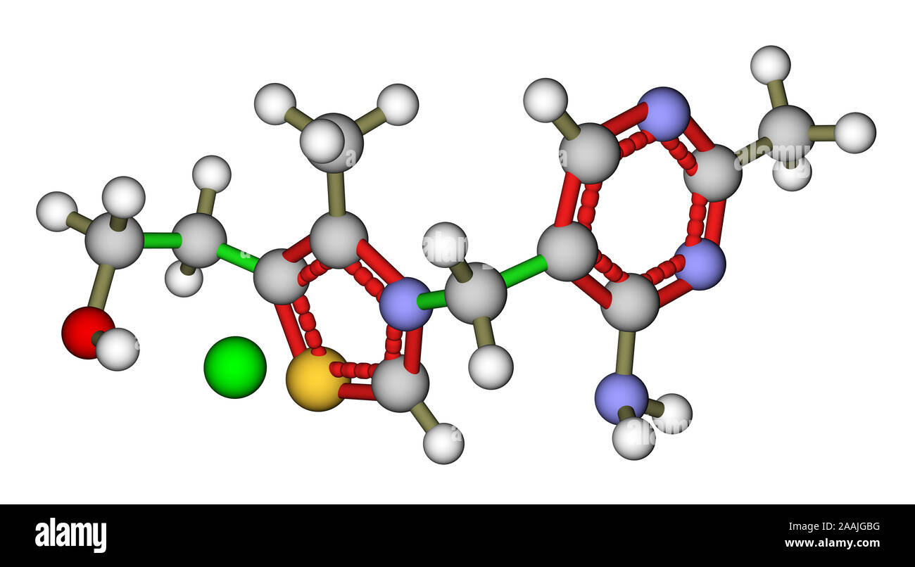 Thiamine (vitamin B1) molecular structure Stock Photo