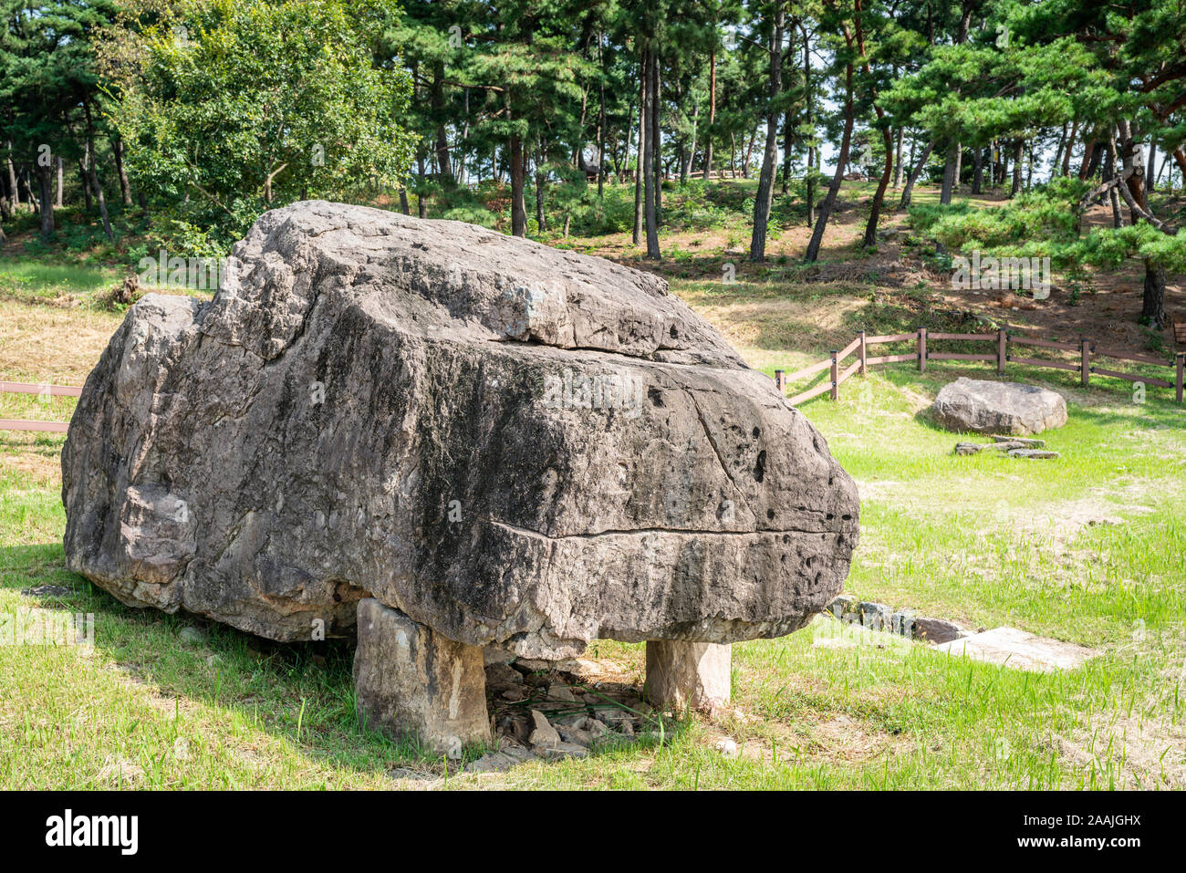 Dolmen of go-board type called Toad Dolmen in Gochang dolmens site South Korea Stock Photo