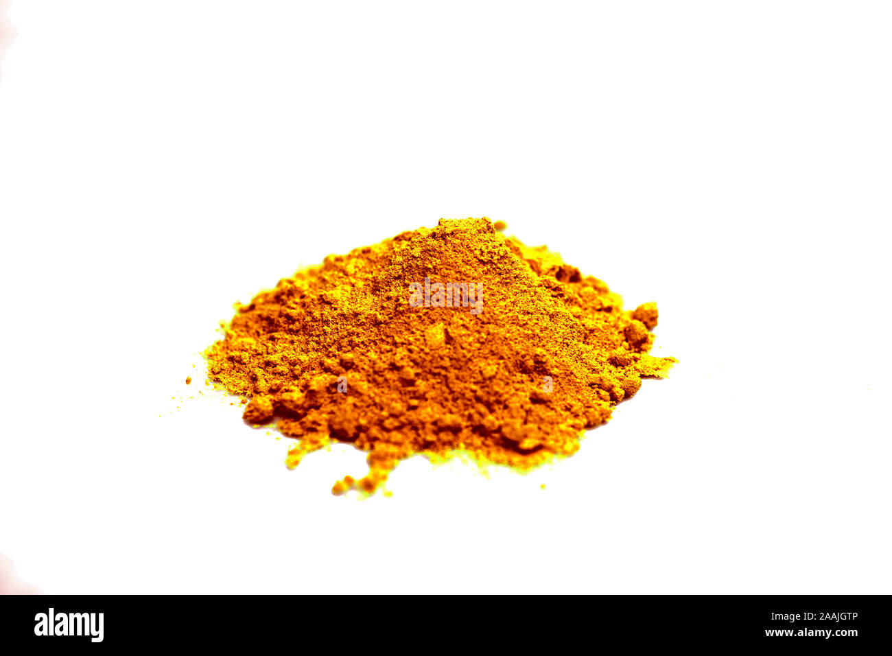 Turmeric rhizome powder isolated on white background Stock Photo