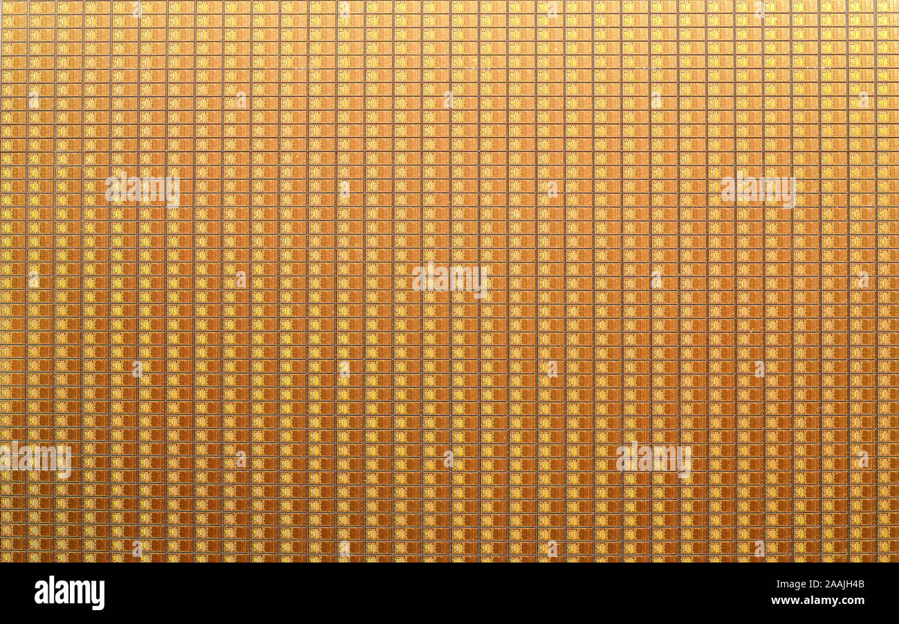 Electronic chips on a wafer Stock Photo