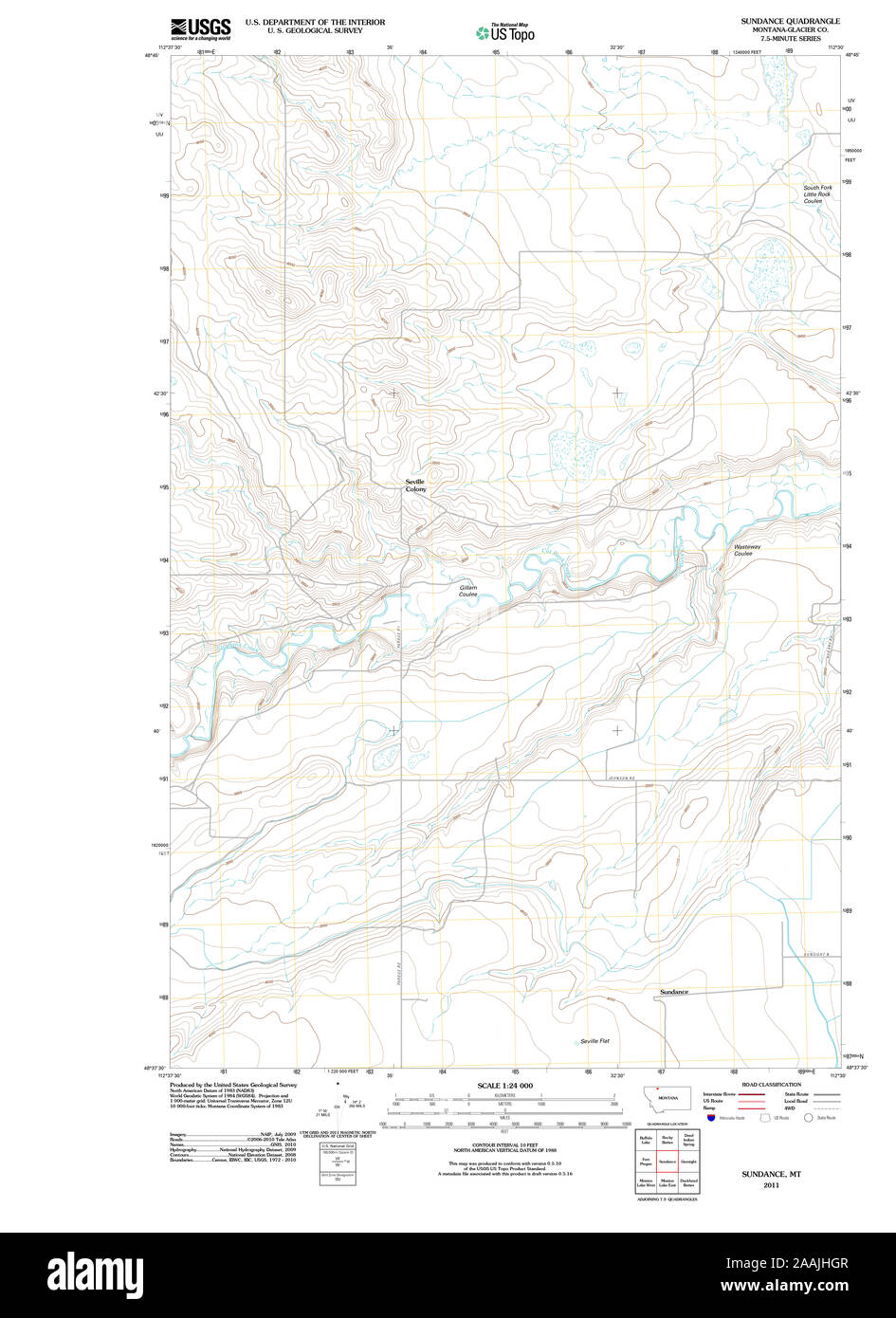 USGS TOPO Map Montana MT Sundance 20110617 TM geo Restoration Stock Photo