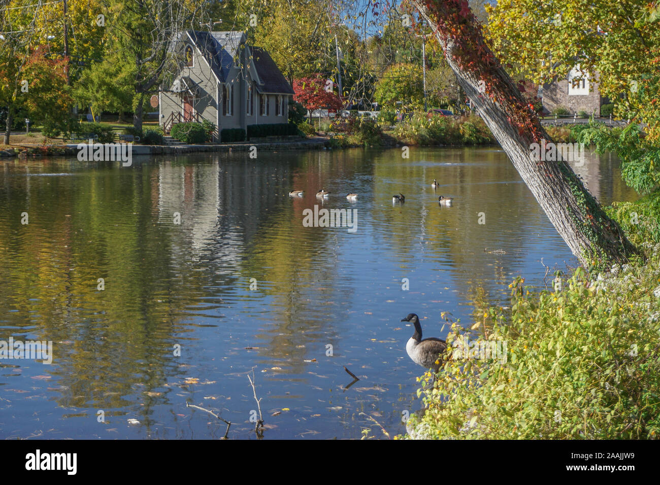 Yardley, PA The Old Library by Lake Afton, completed in 1878. The building's style, known as