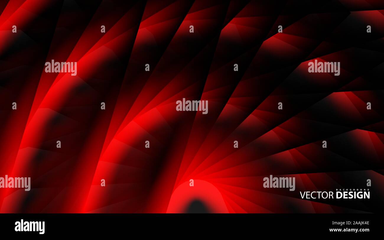 Abstract lines glow red in a twisted dark shiny motion. abstract vector technology background Stock Vector