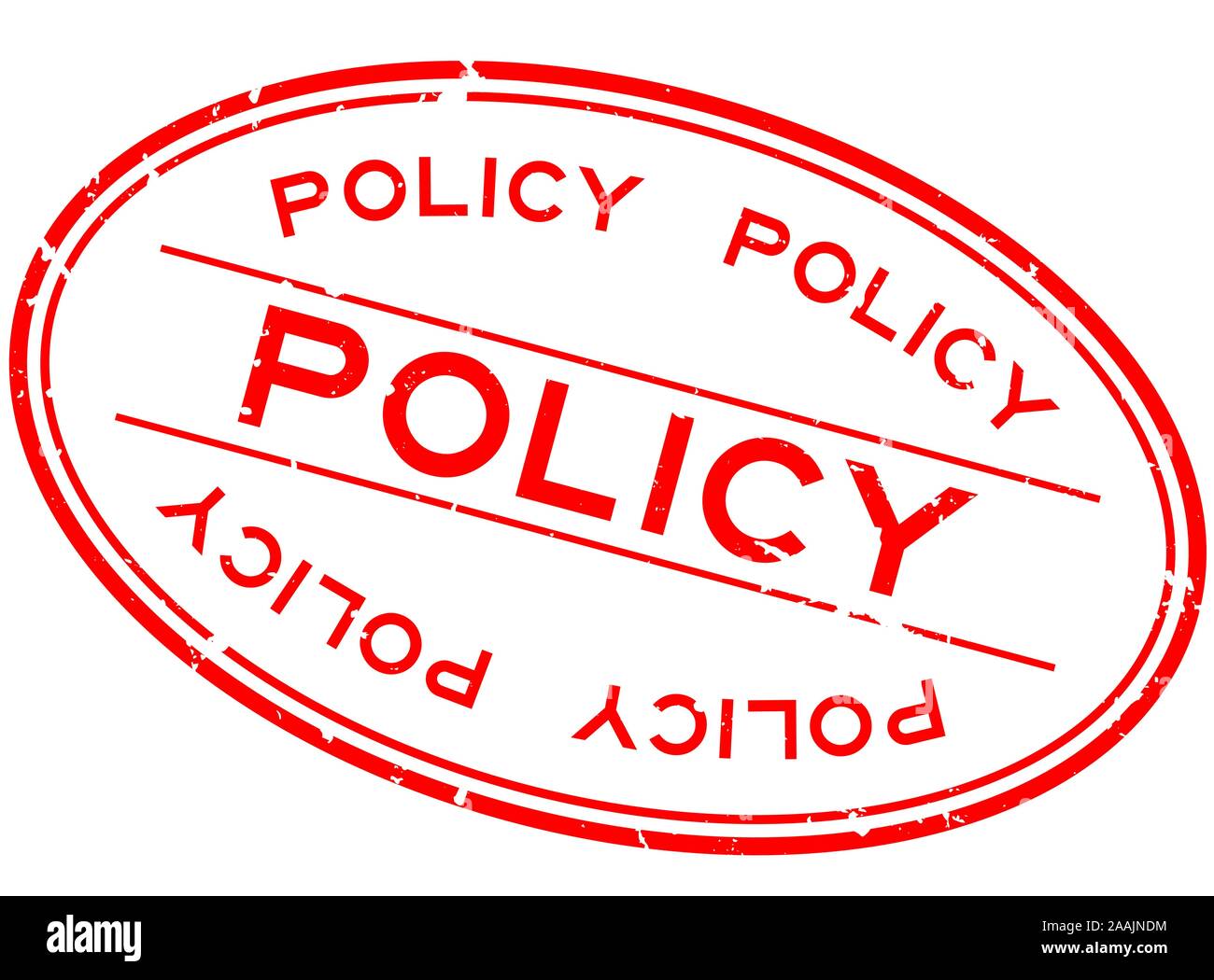 Grunge red policy word oval rubber seal stamp on white background Stock ...