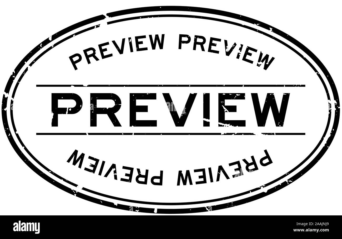 Grunge black preview word oval rubber seal stamp on white background Stock Vector
