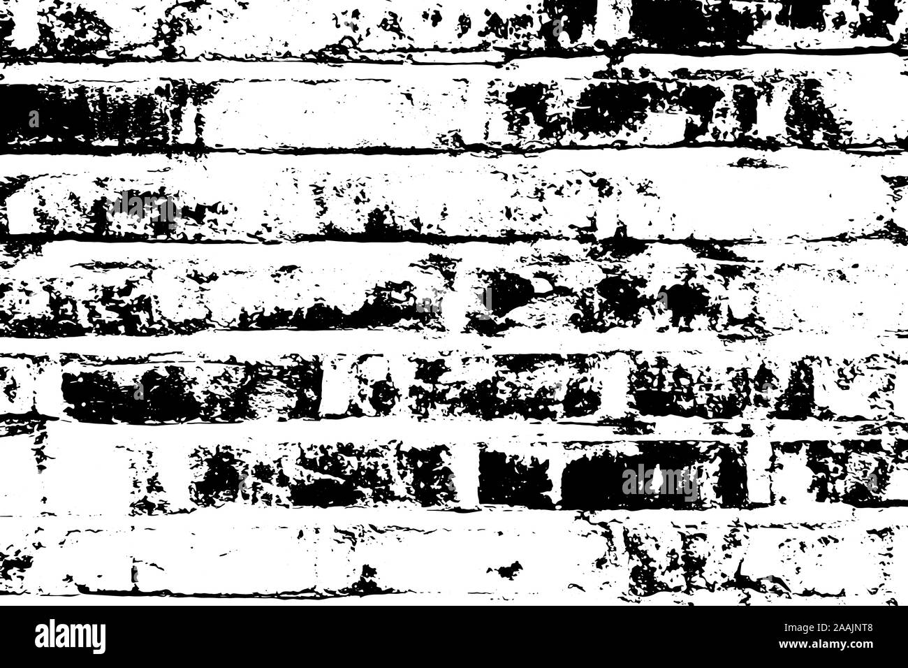 Grunge black texture as brick wall shape on white background (Vector ...