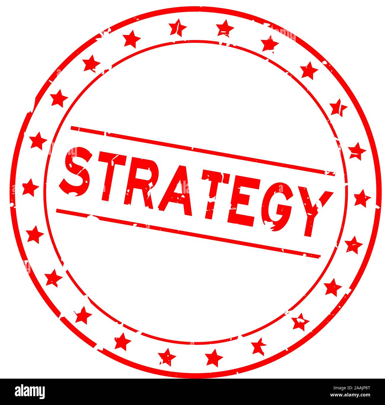 Grunge red strategy word round rubber seal stamp on white background ...