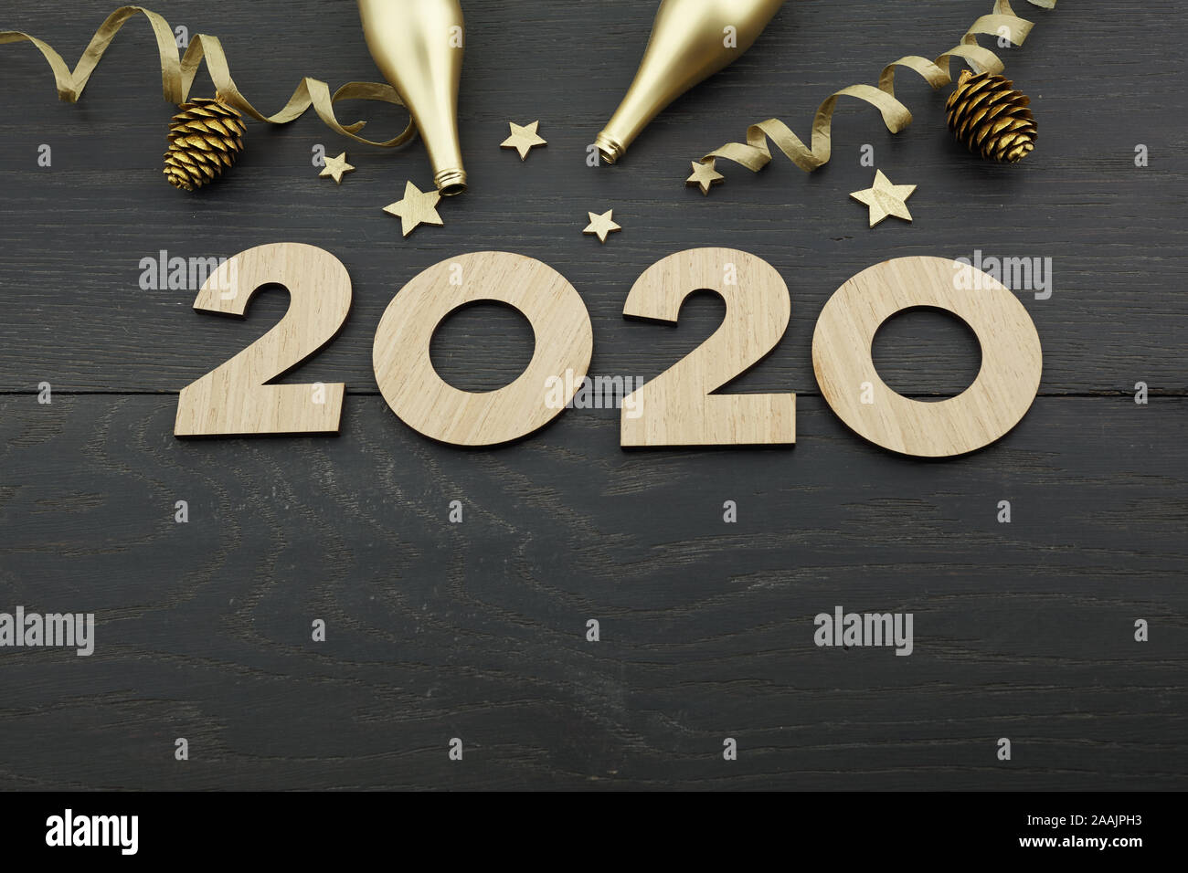 Happy New Year 2020 Symbol From Number 2020 With Decorations On