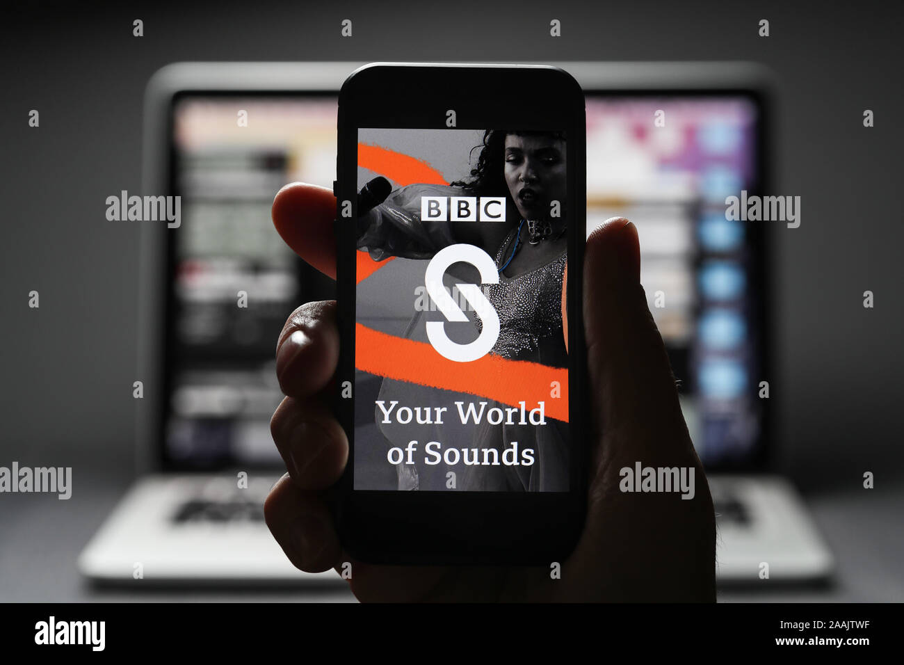 BBC Sounds music app on a mobile phone Stock Photo