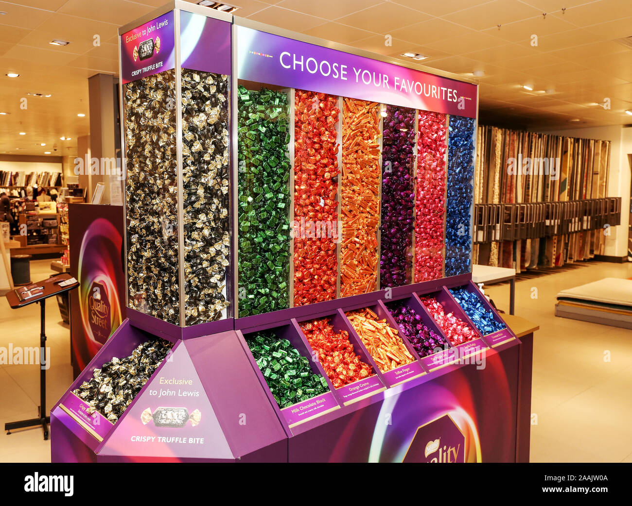 Quality Street pick and mix tins at John Lewis store in Southampton