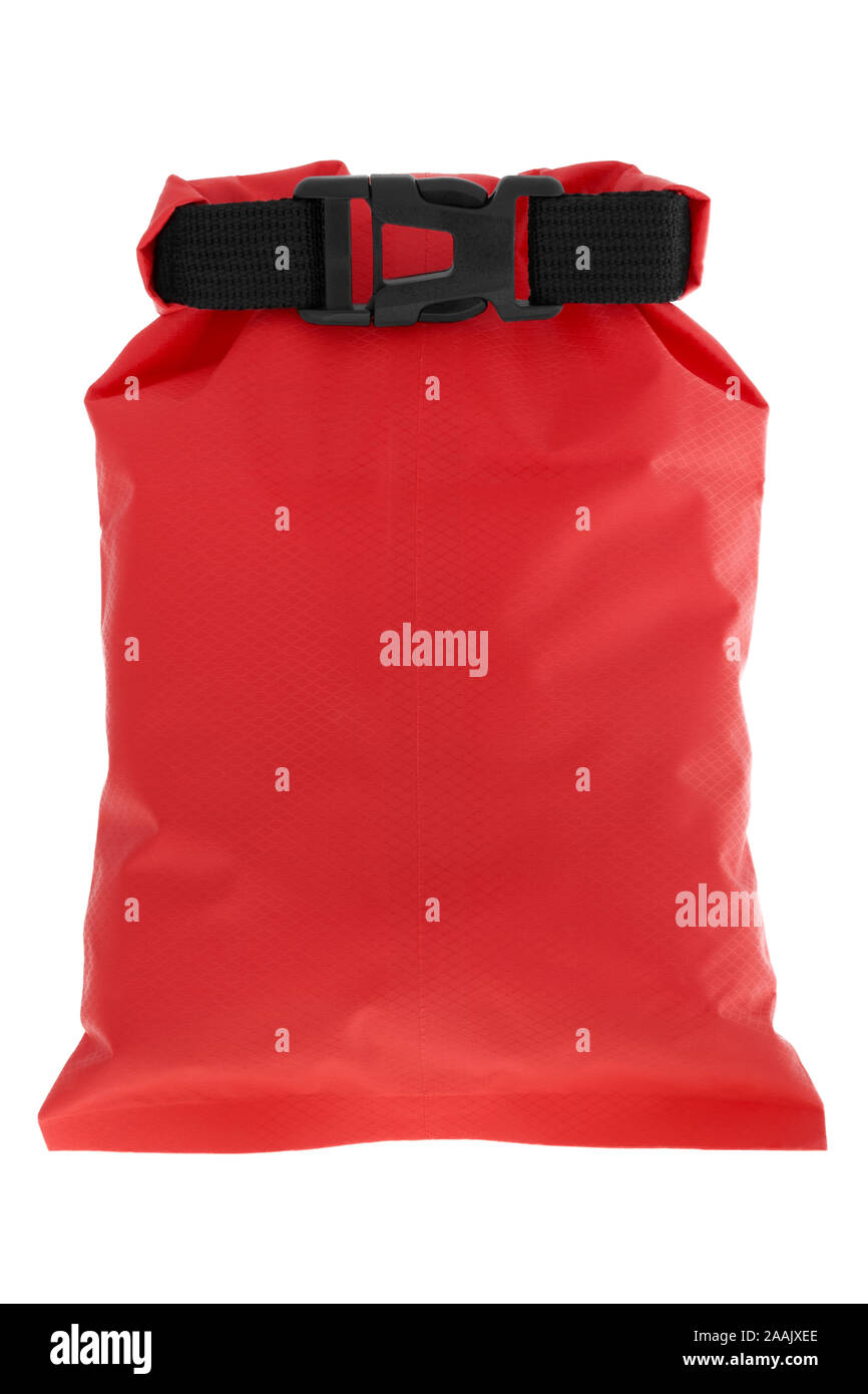 Red dry bag pouch on white background Stock Photo Alamy