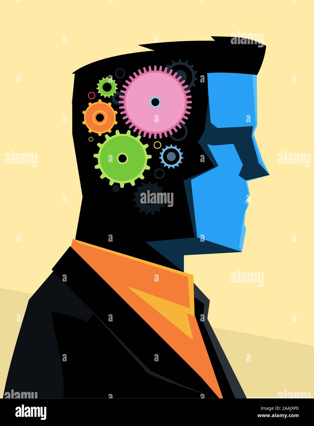 Businessman Gear Brain vector illustration Stock Vector Image & Art - Alamy