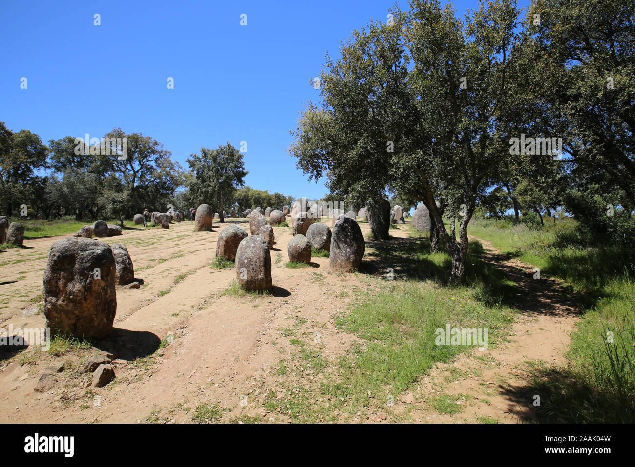Portugal, archeological site of Cromeleque Dos Almendres Stock Photo