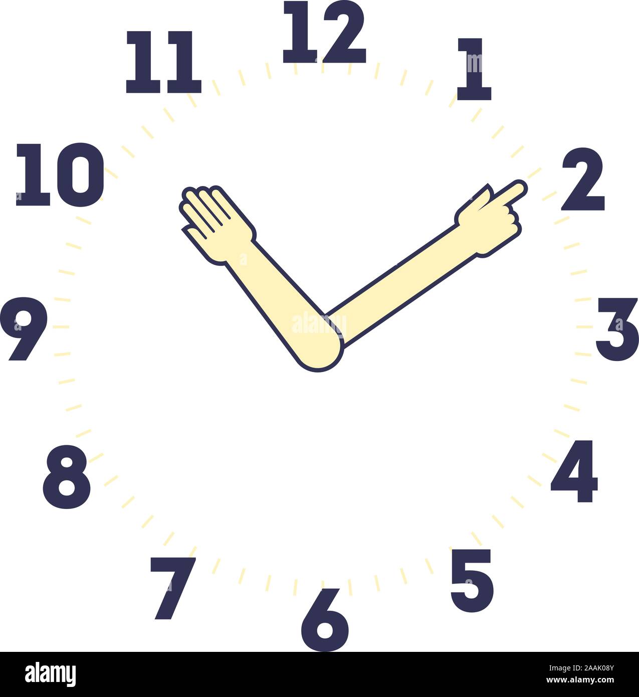 Vector illustration of a hand watch. Minute and hour markers as hands