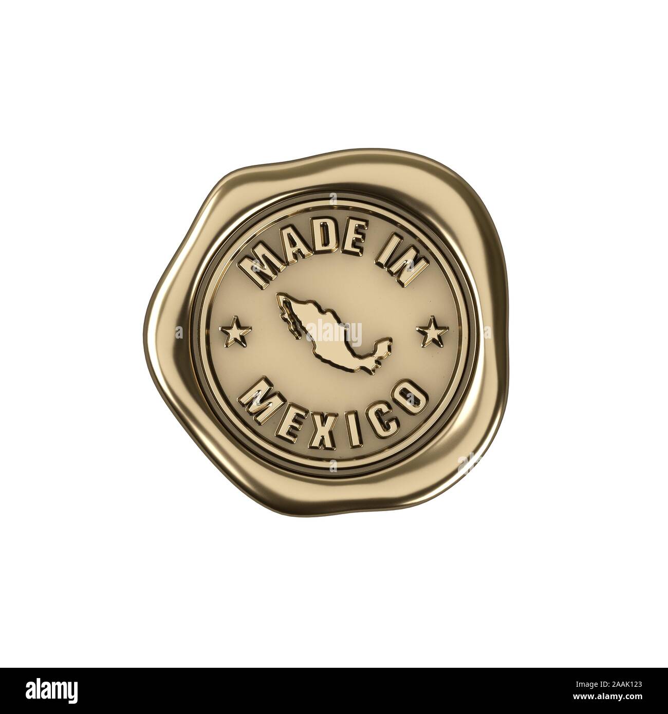 Product manufactured in Mexico. Golden seal of quality Stock Photo Alamy