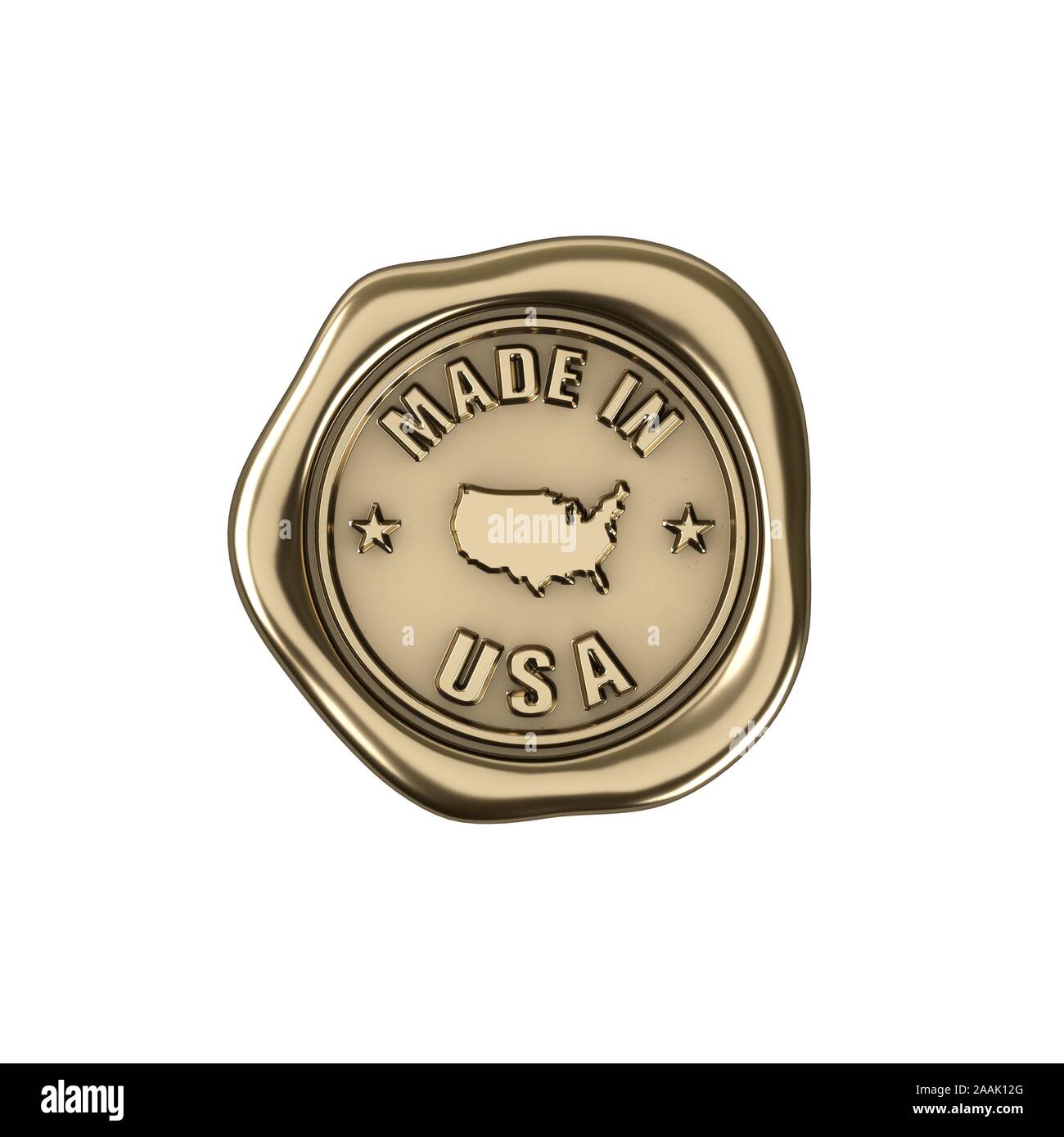 Product manufactured in USA. Golden seal of quality Stock Photo Alamy