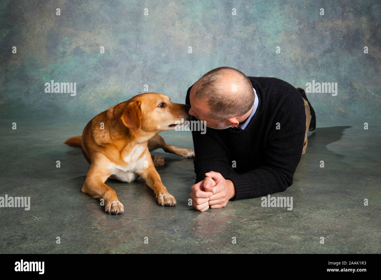 Portrait of man with dog Stock Photo