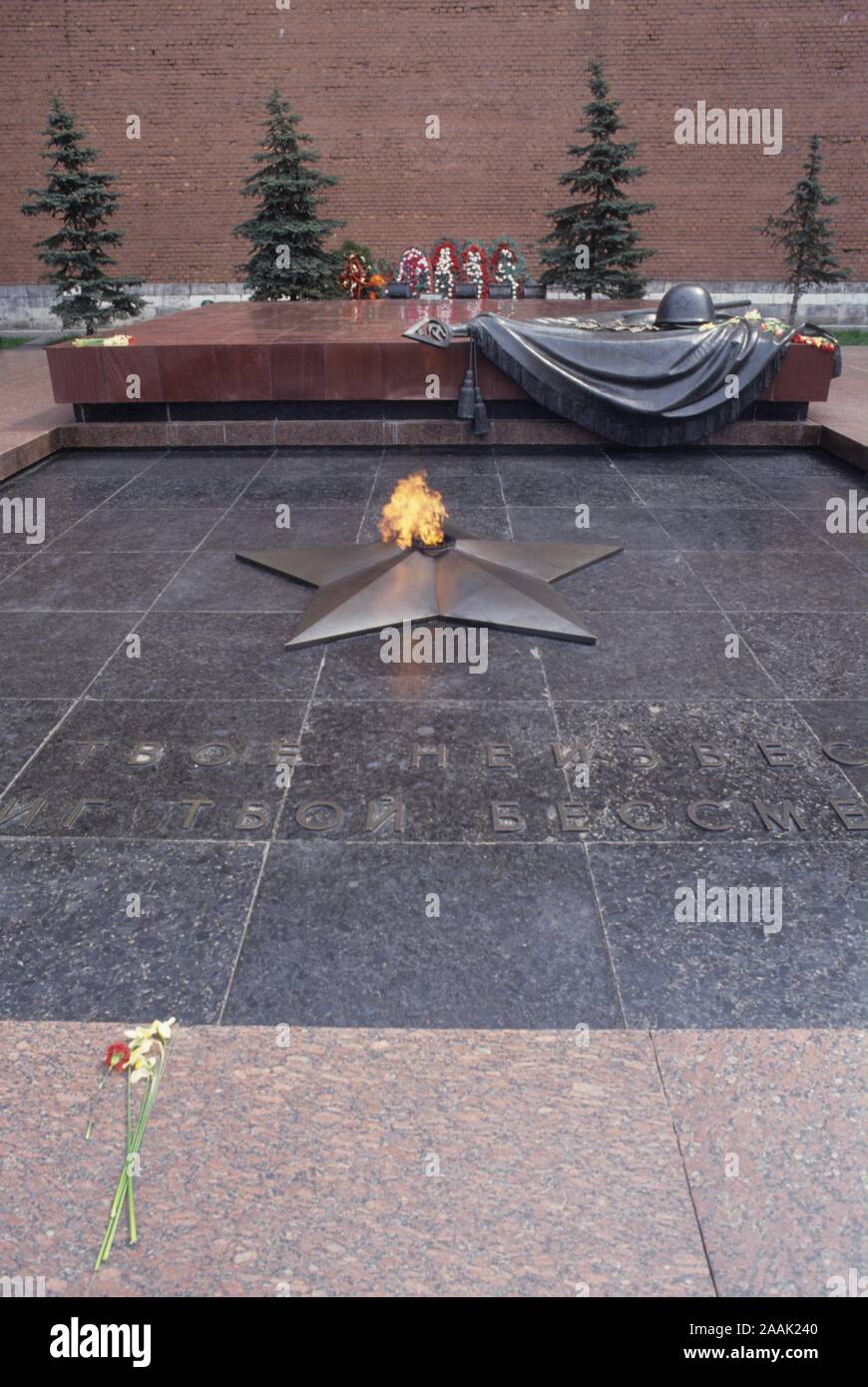 Moskau, Kreml, Alexanderpark, Denkmal des unbekannten Soldaten mit ewiger Flamme - Moscow, Kremlin, Alexander Park, Tomb of Unknown Soldier with Etern Stock Photo