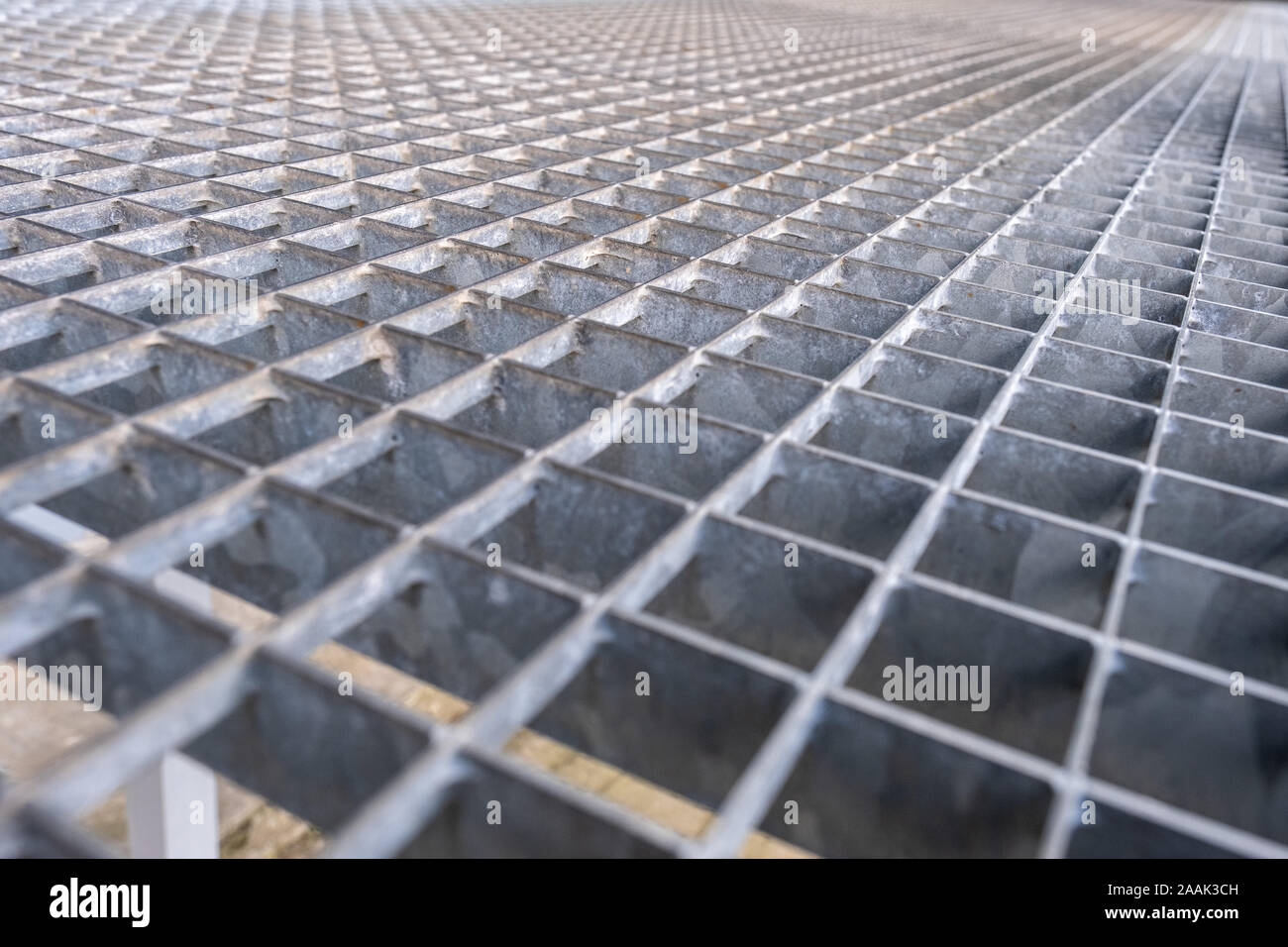 Gray Galvanized Iron Grate Perspective View Metal Flooring