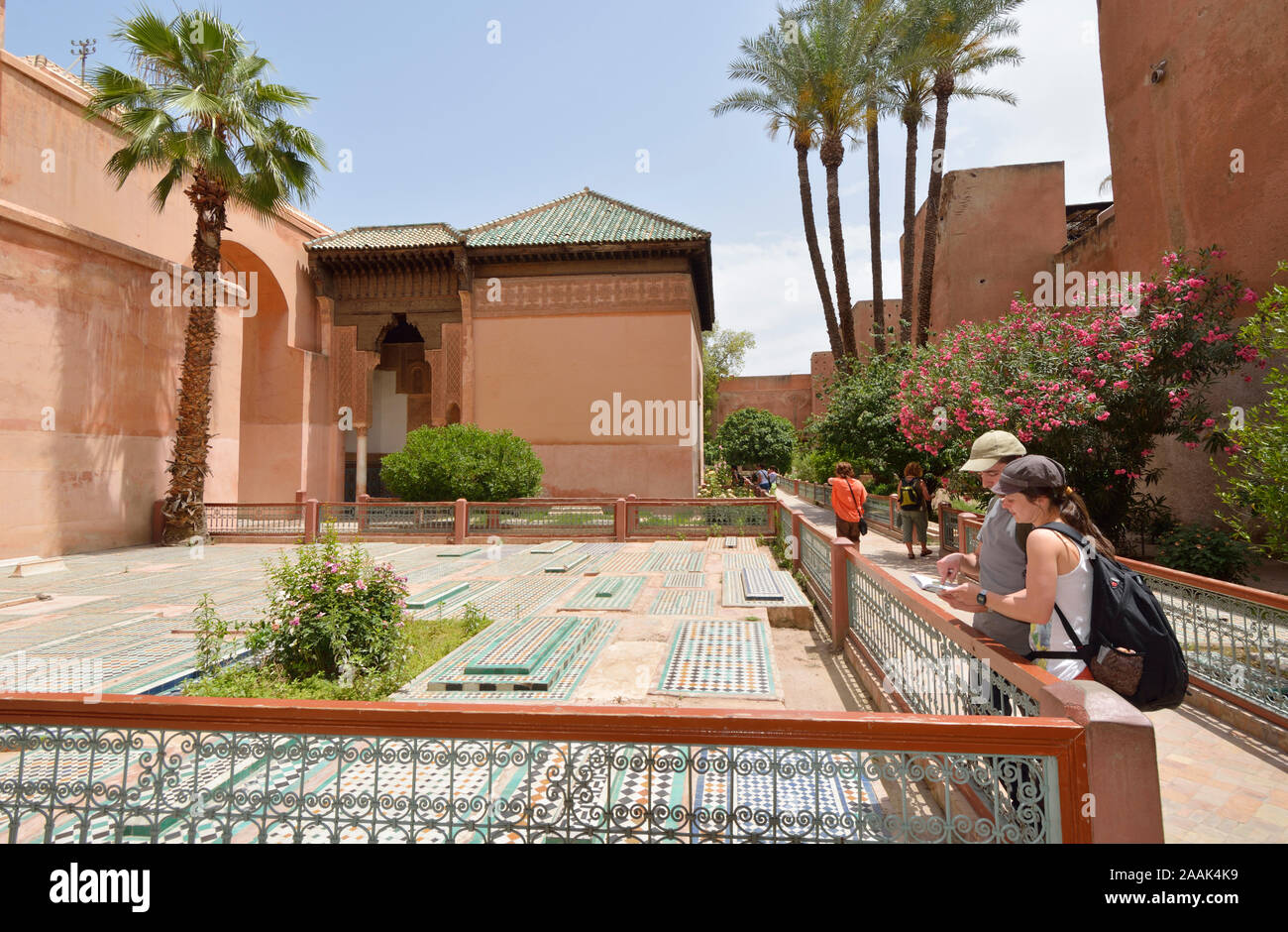 The Saadian Tombs, dating back to the 16th century, are the final resting place of about sixty members of the Saadi Dynasty. Marrakech, Morocco Stock Photo