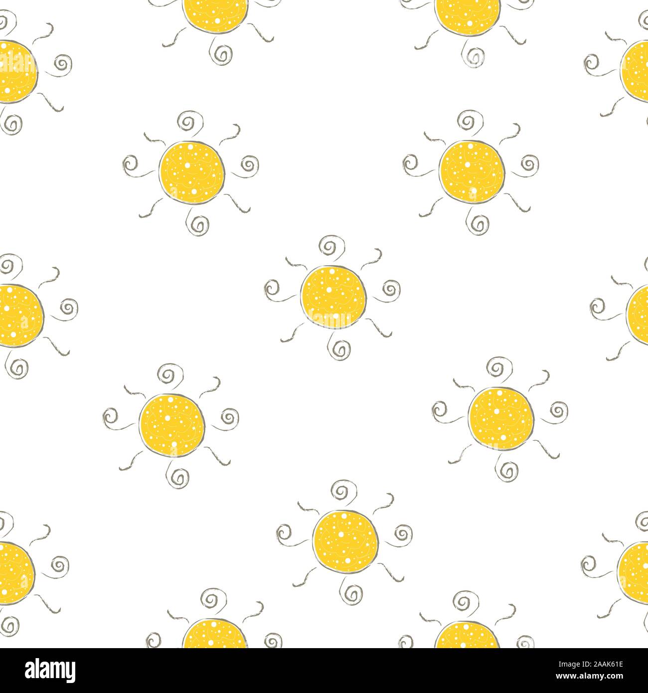 Seamless Pattern with Hand Drawn Suns. Scandinavian Hand Drawn Style ...
