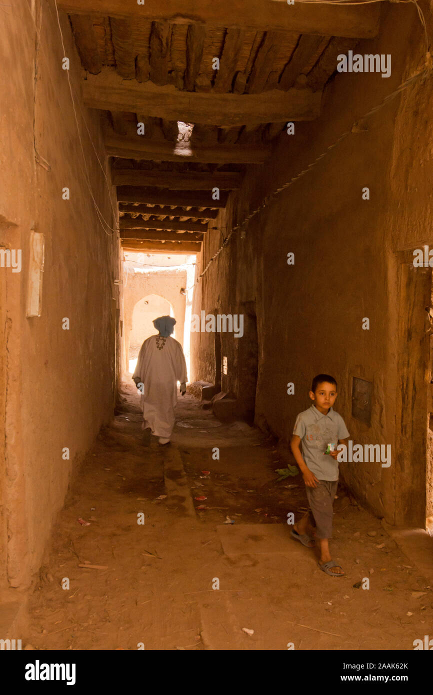 The underground kasbah of Tamegroute. Zagora region, Draa Valley. Morocco Stock Photo