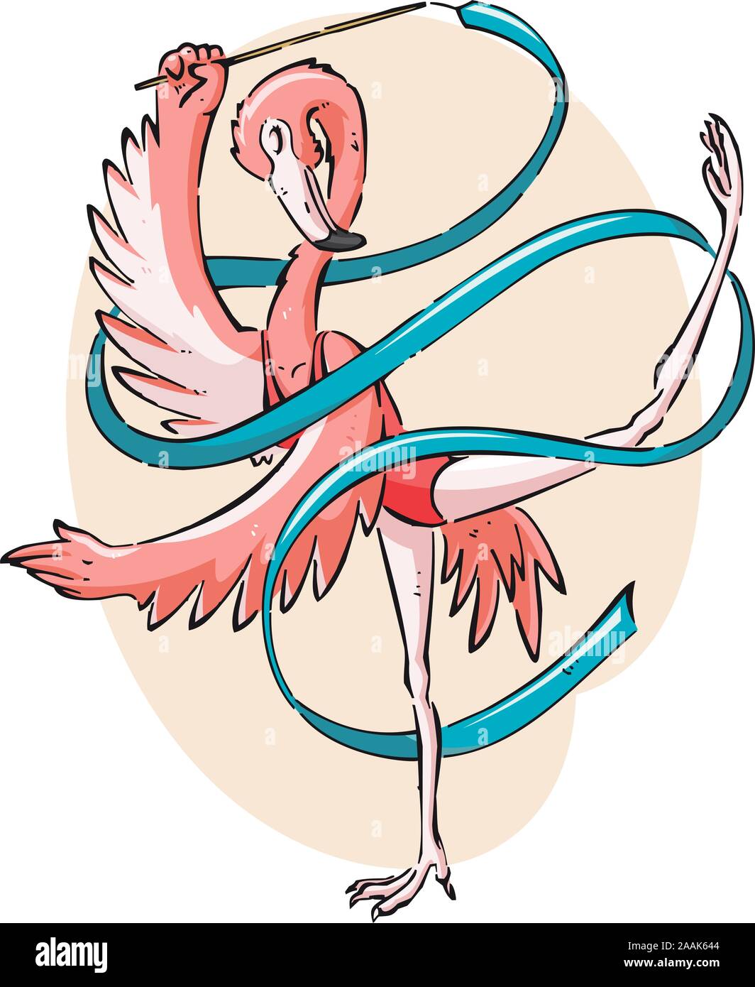 Flamingo gymnastics illustration Stock Vector
