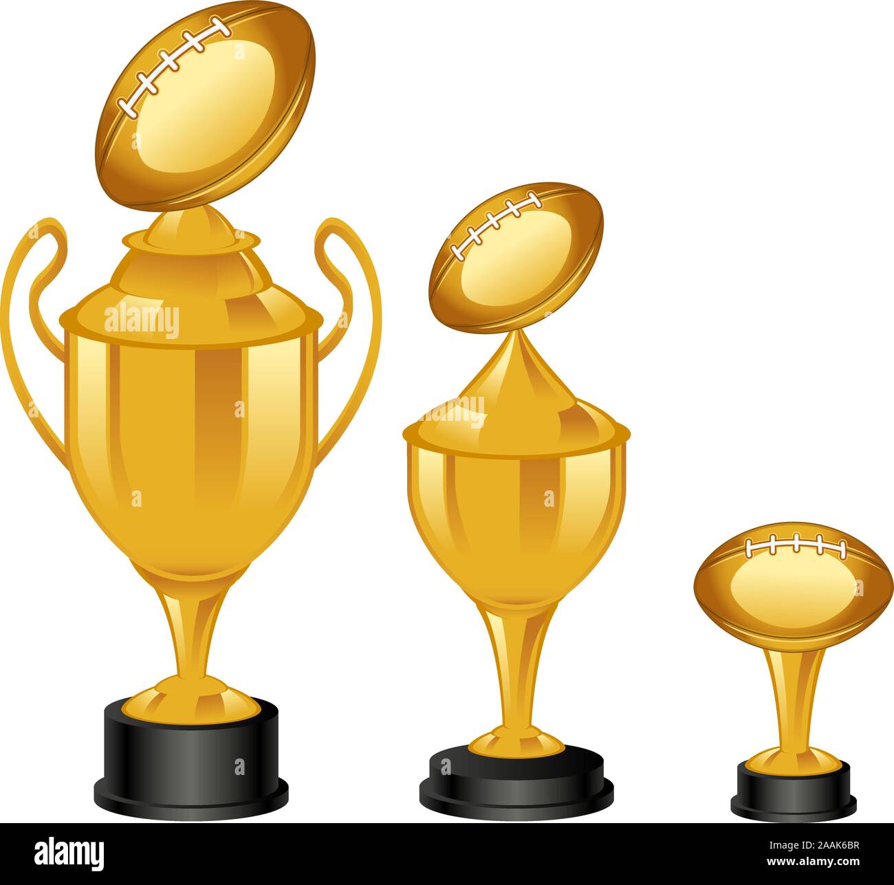 Football golden trophies illustrations Stock Vector