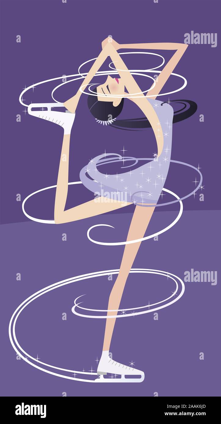 Lady ice skating illustration Stock Vector