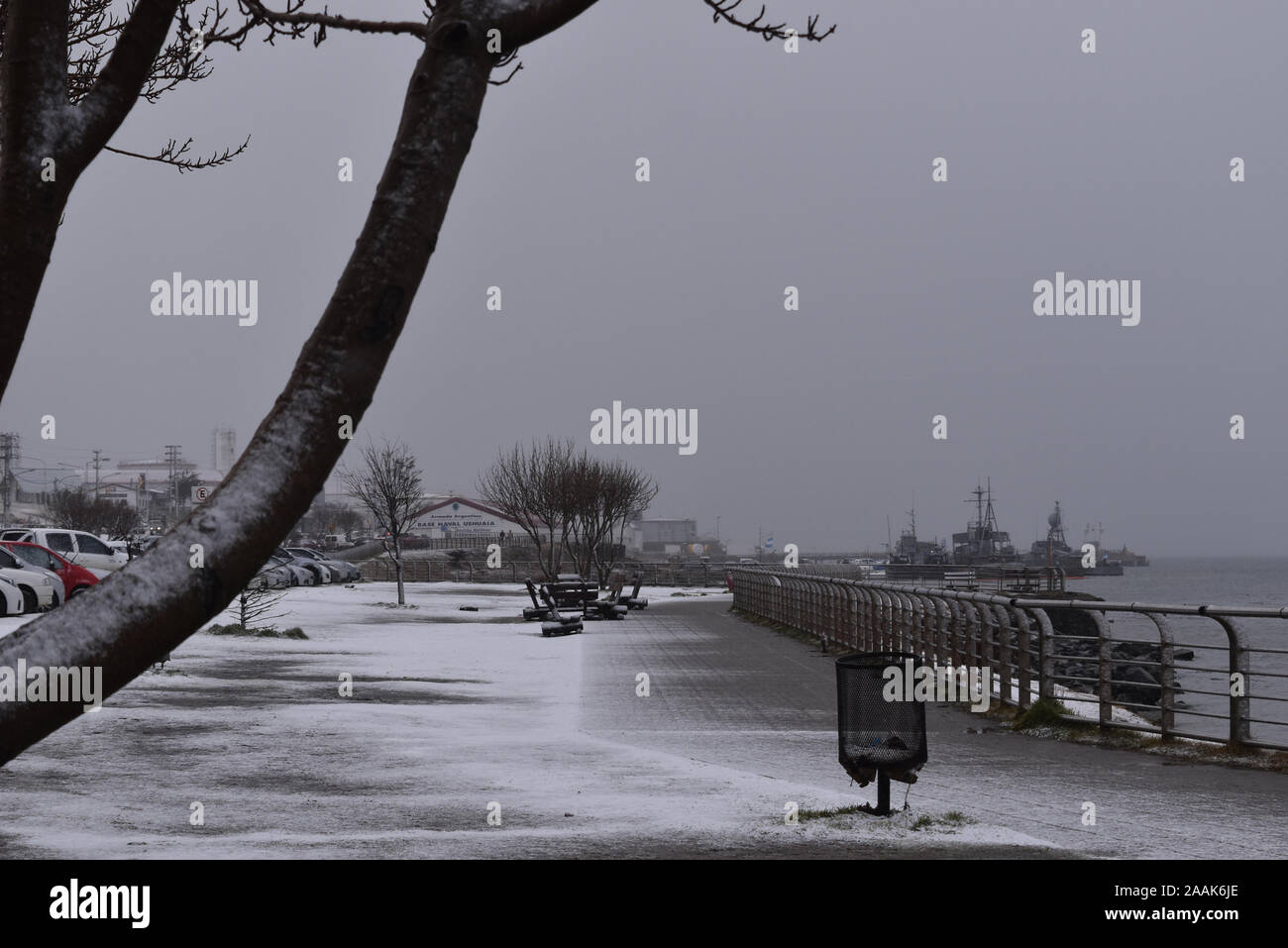 snowy landscape in Ushuaia Stock Photo