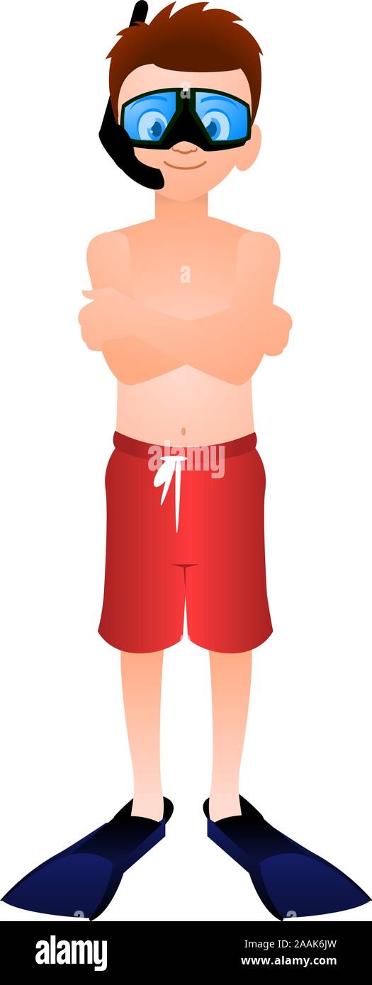 boy with snorkel cartoon illustration Stock Vector Image & Art Alamy