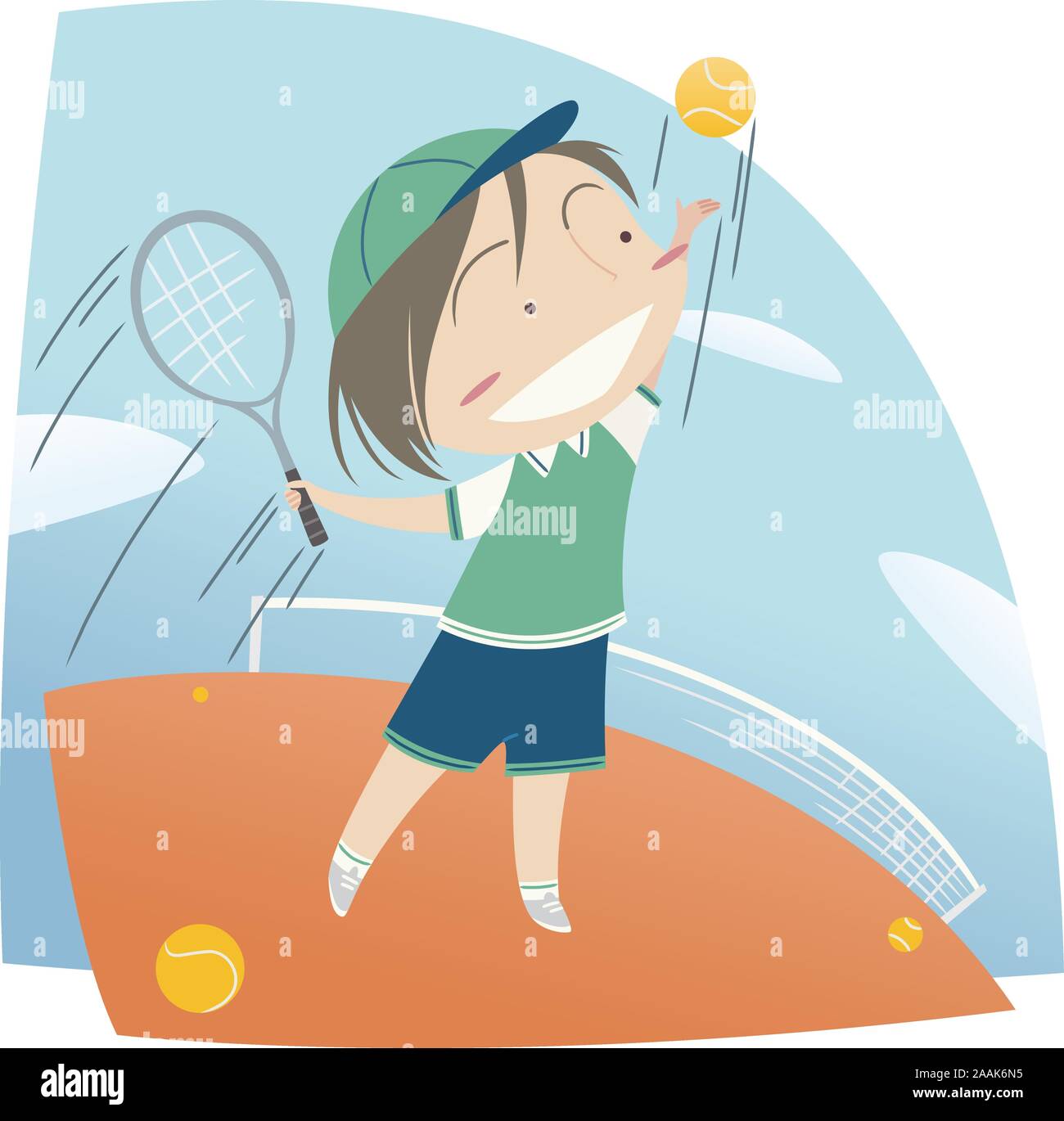 Little boy playing tennis cartoon Stock Vector