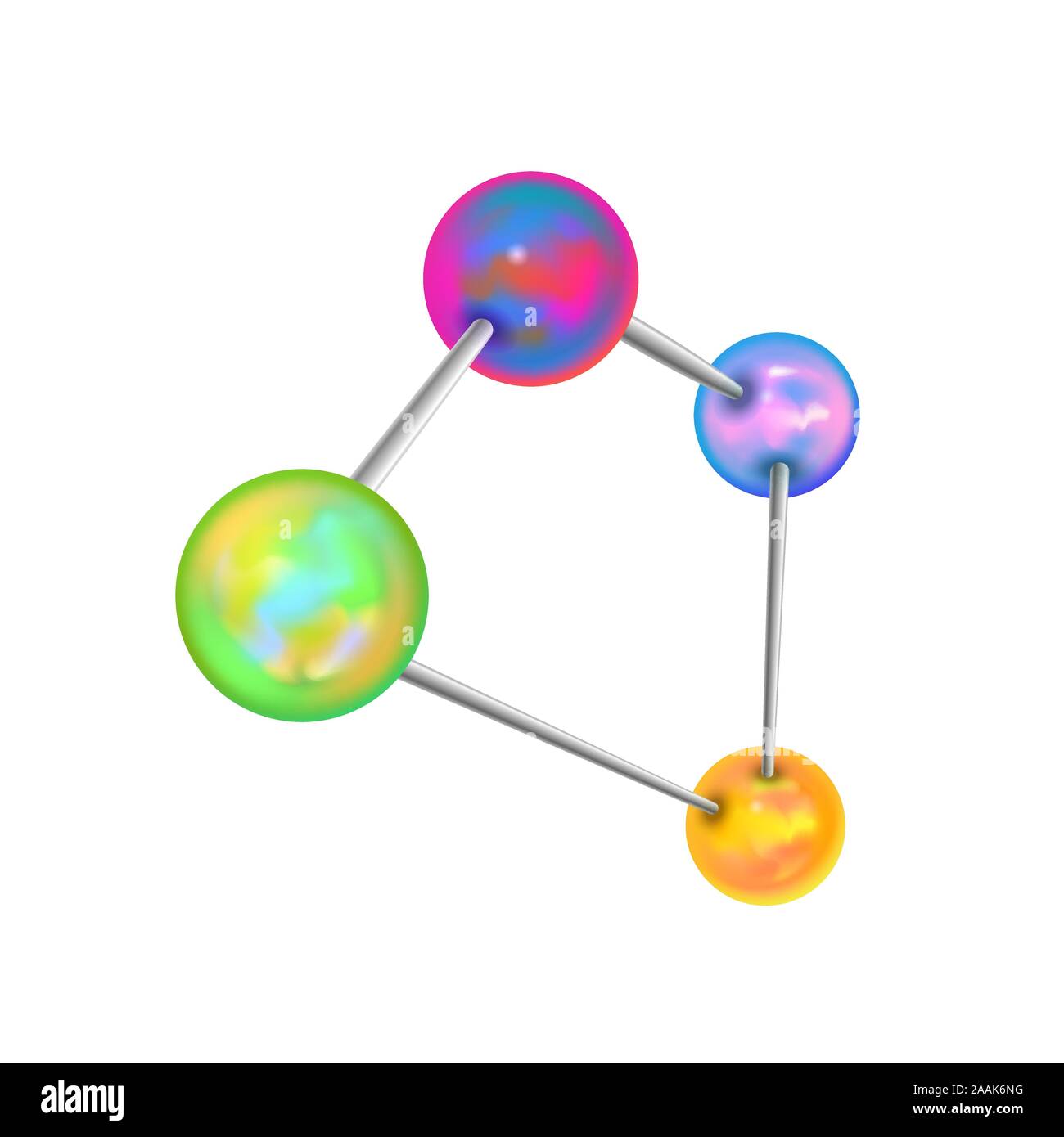 Complicated chemical structure with atomic bonds isolated on white Stock Vector