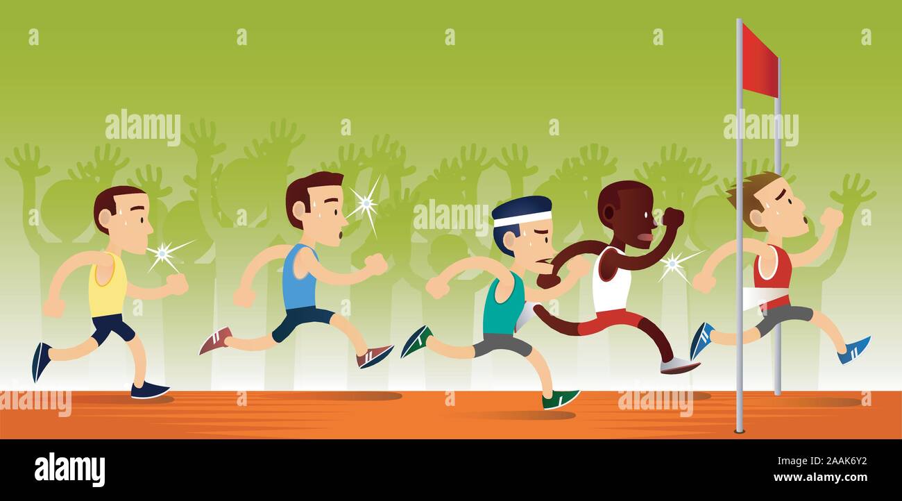 Cartoon runners at the finish line Stock Vector Image & Art - Alamy