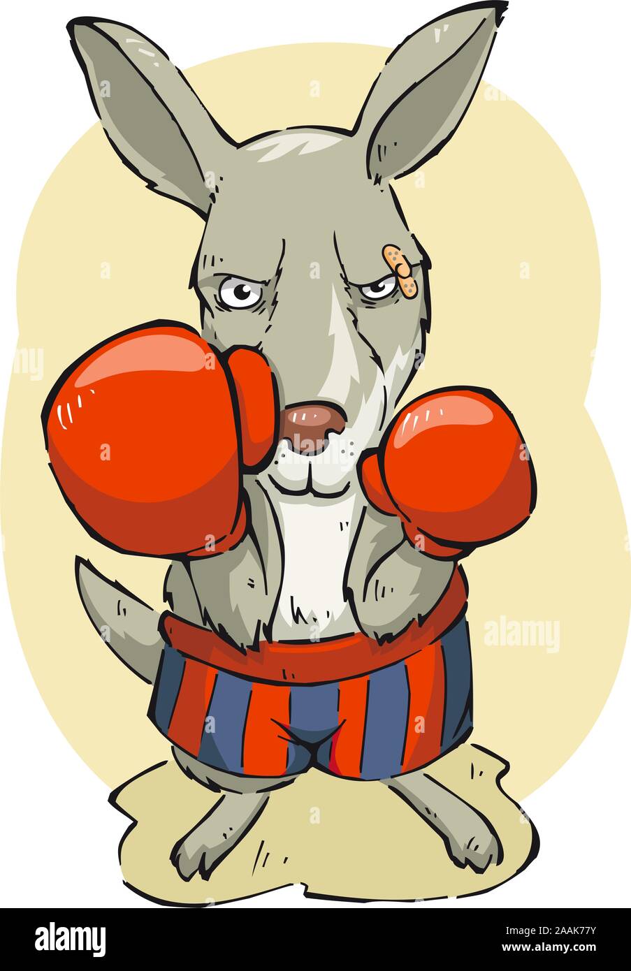 boxing kangaroo cartoon illustrationhare Stock Vector