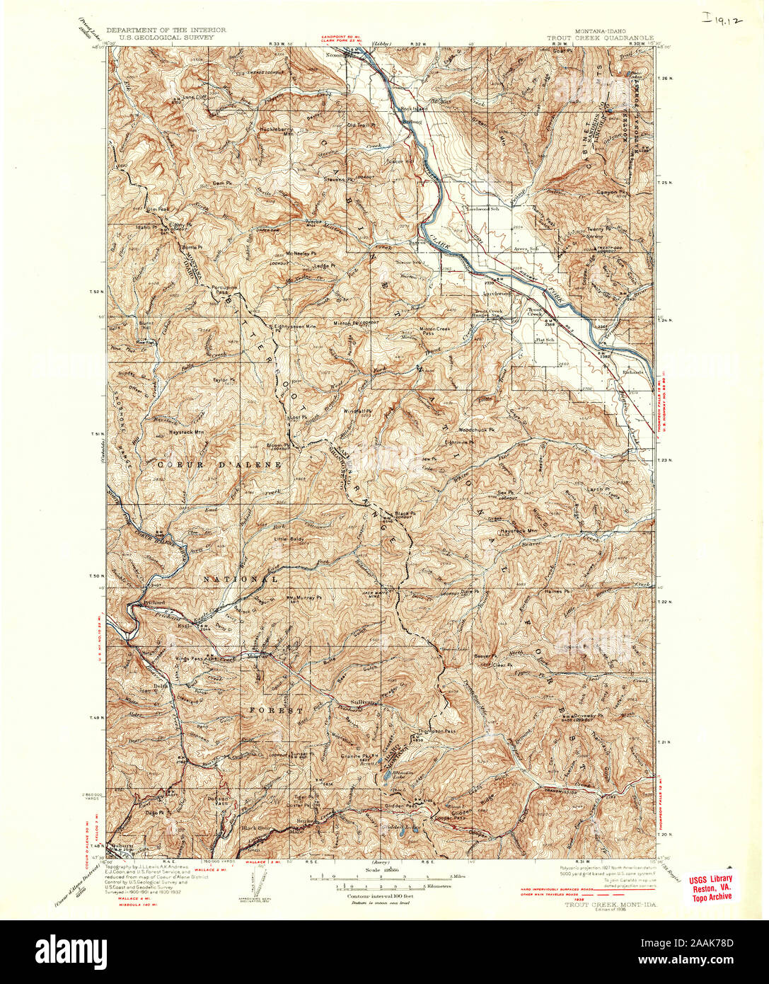 Trout Creek Montana Map Trout Creek, Montana, Map 1936, 1:125000, United States Of America By  Timeless Maps, Data U.s. Geological Survey Stock Photo - Alamy