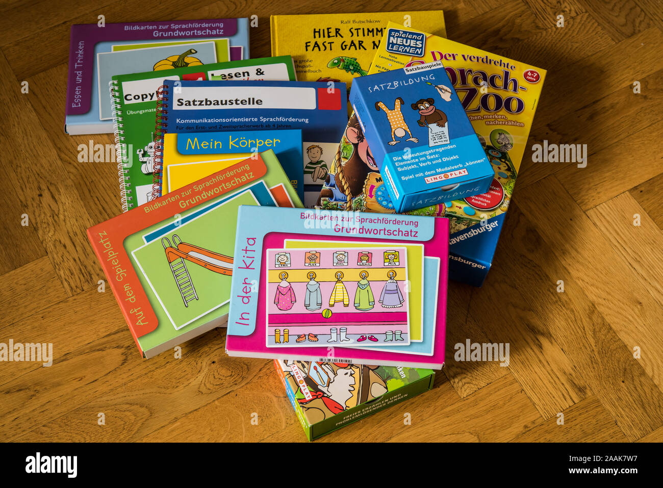 Bücher für den Spracherwerb im Kindergarten Stock Photo