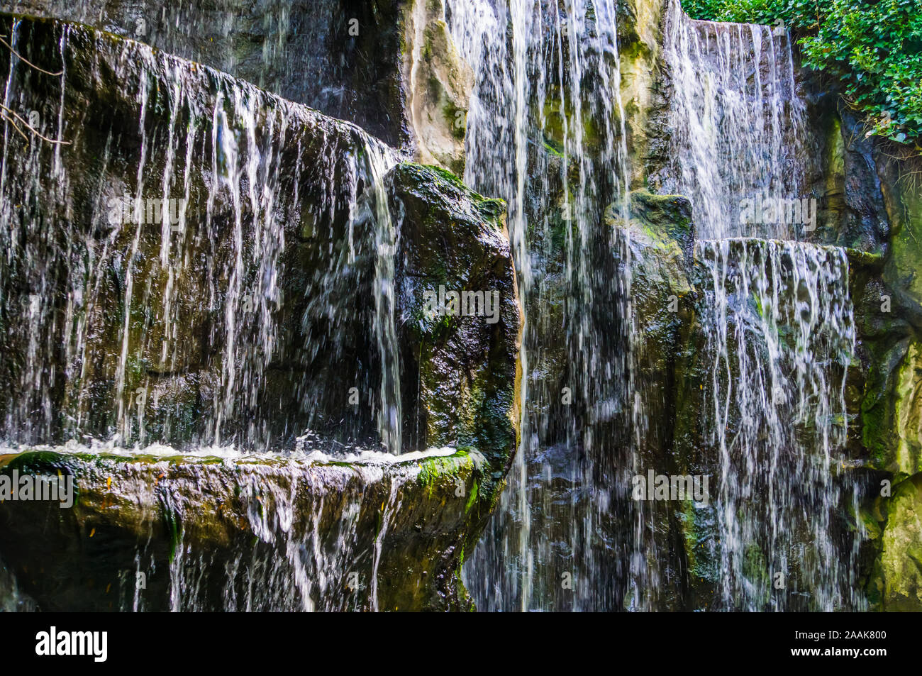 beautiful waterfalls streaming of rocks, Nature background Stock Photo ...
