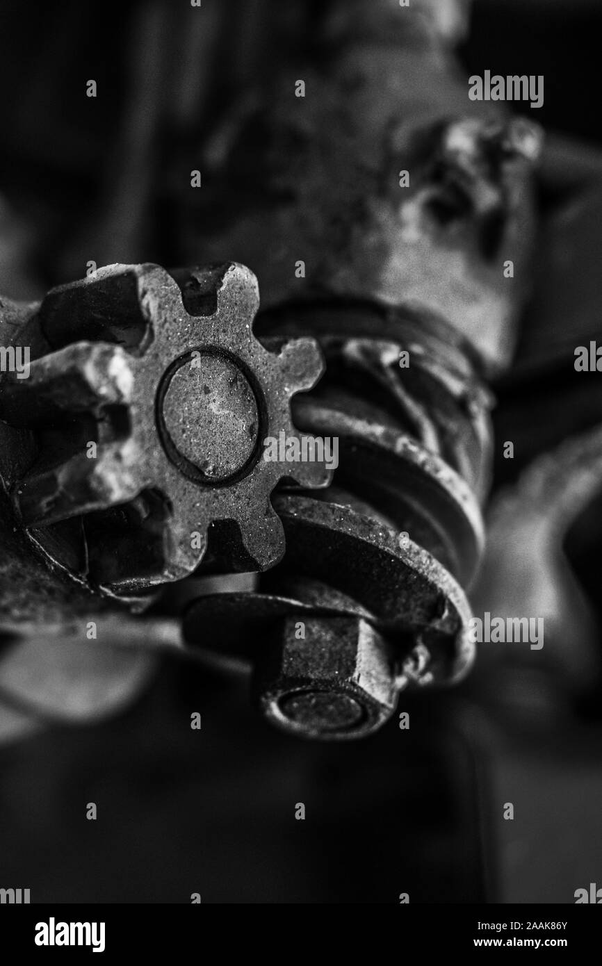 Steampunk mechanical cogs gears wheels Black and White Stock Photos & Images Alamy