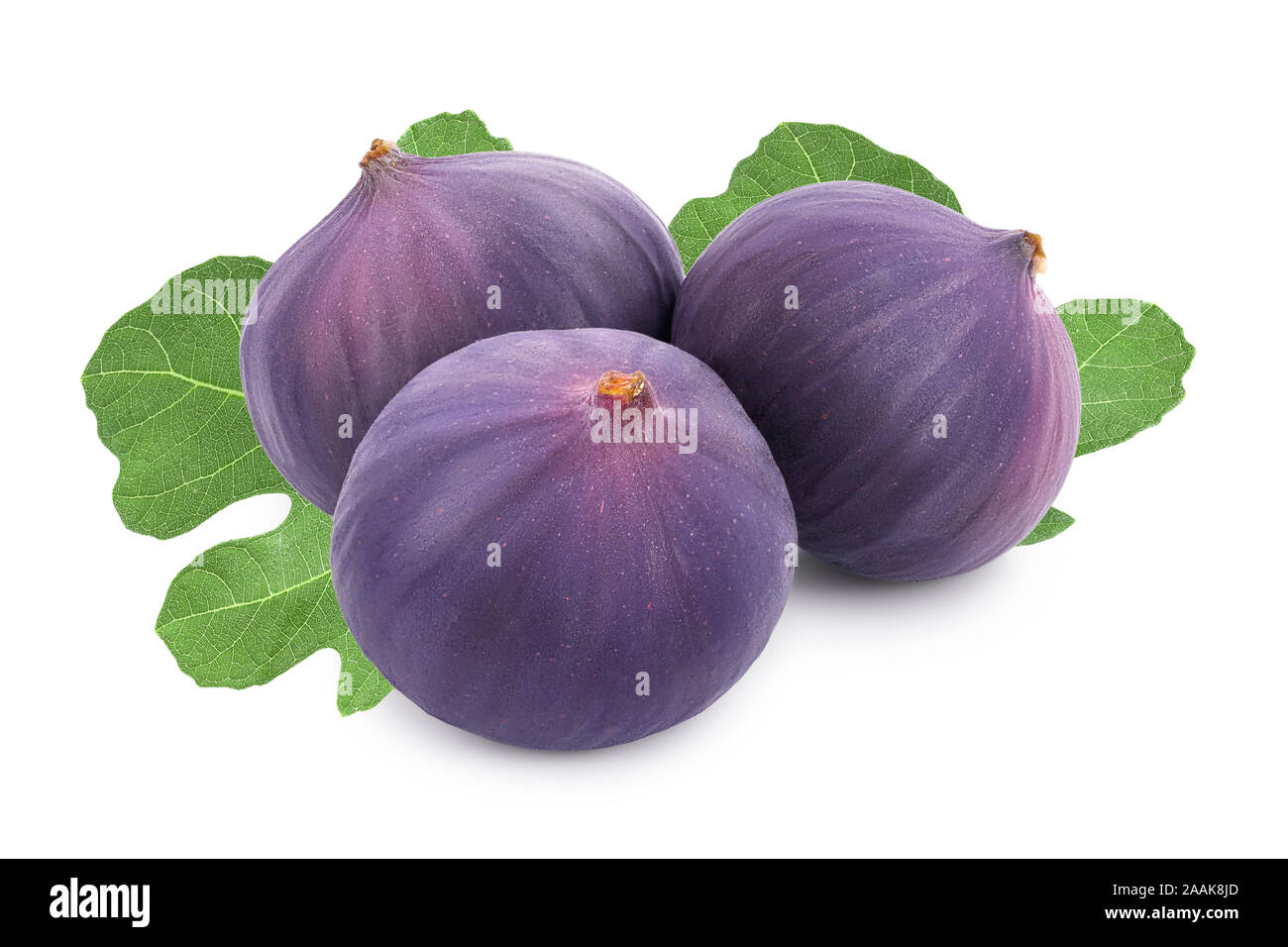 Fresh fig fruit with leaf isolated on white background. Stock Photo