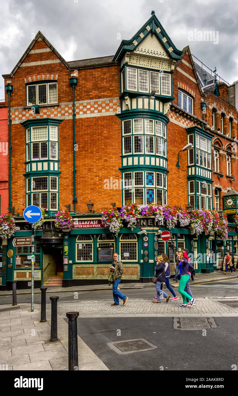 O’Neill’s irish pub facade. O’Neill’s is one of Dublin’s most famous and historic pubs. Stock Photo