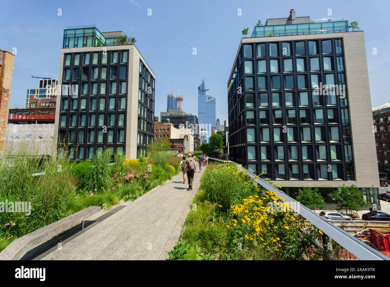 New York, USA - August 20, 2018: People walking on the High Line Park. Stock Photo