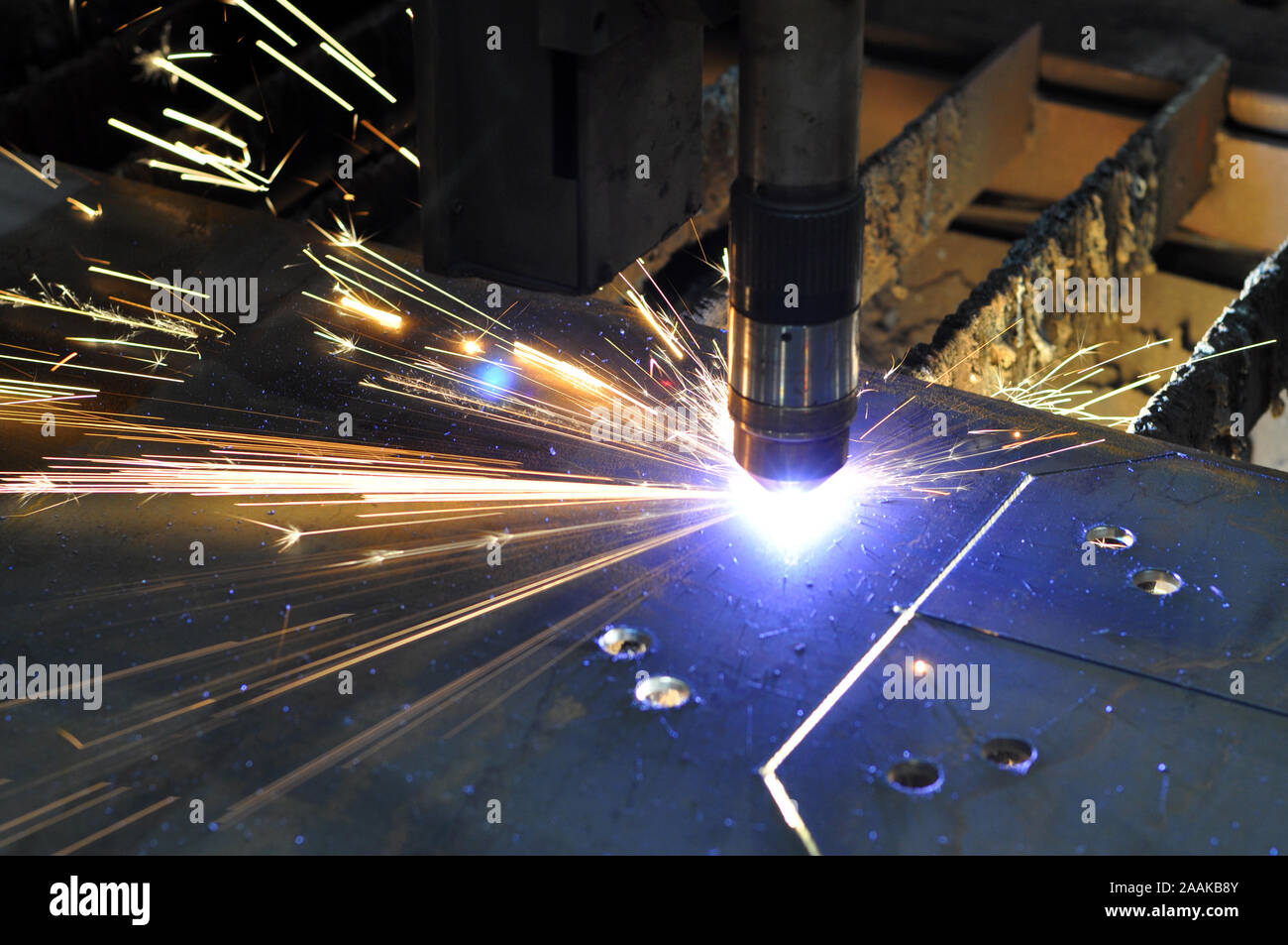 Laser cutting of metal with CNC, modern industrial technology. A little