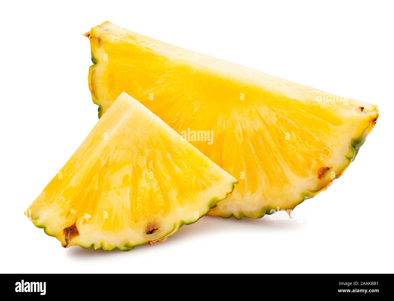 sliced pineapple path isolated on white Stock Photo
