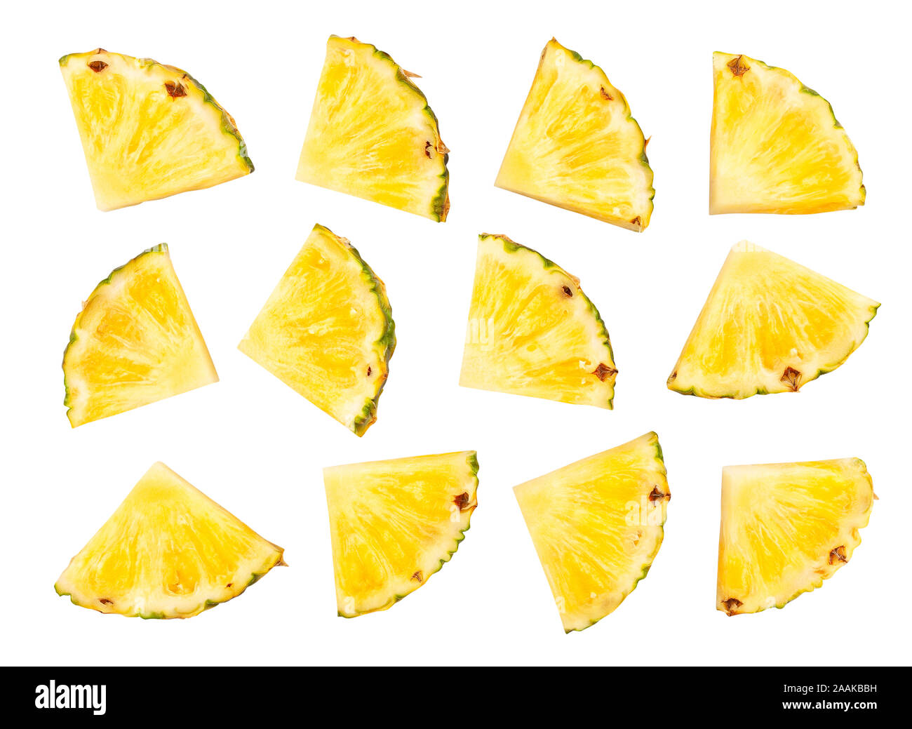 sliced pineapple path isolated on white Stock Photo