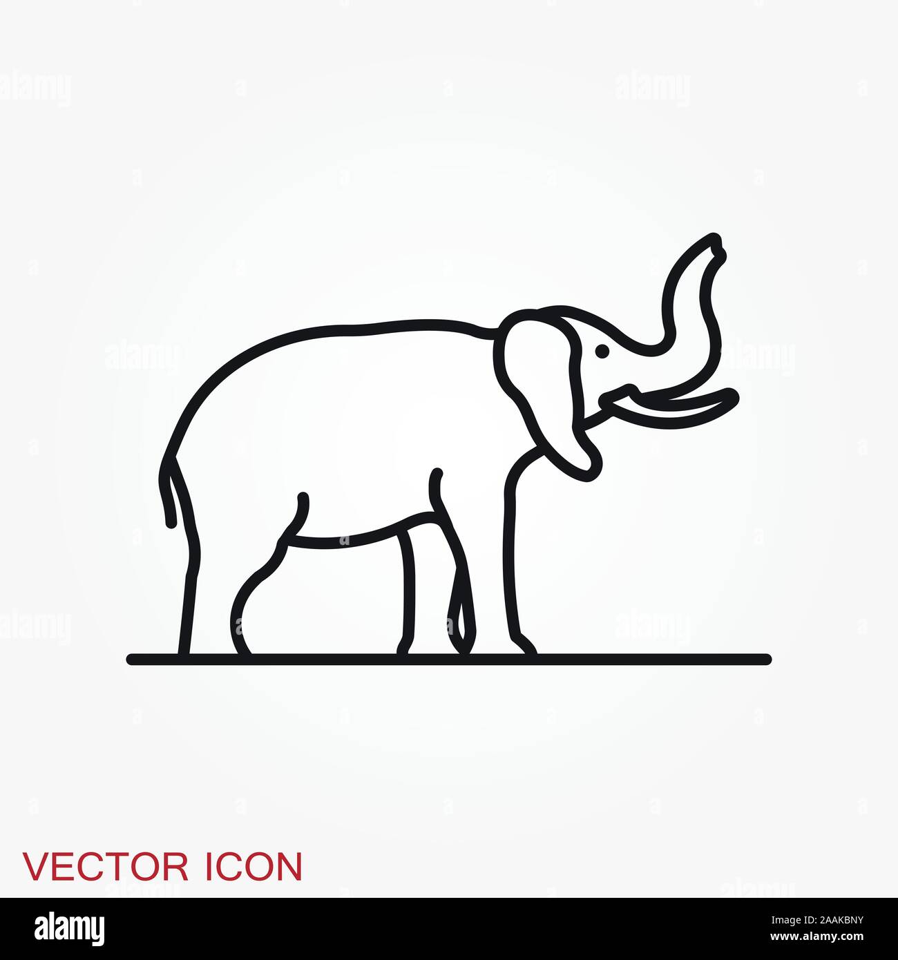 Elephant icon, vector logo line art illustration Stock Vector