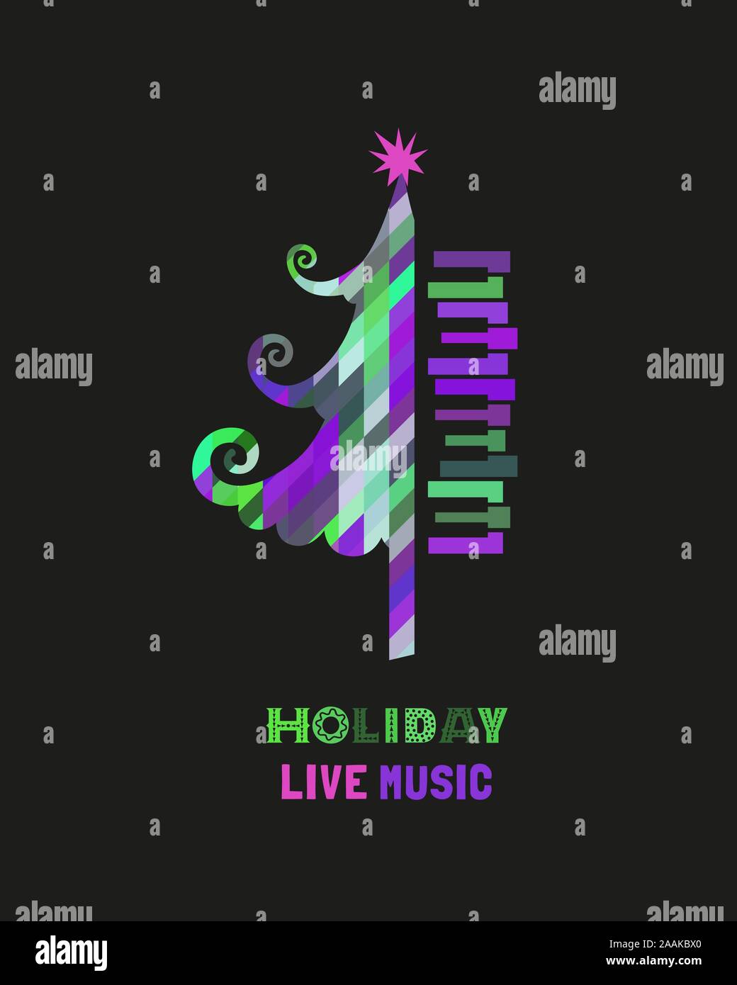 Template Design Poster with piano keyboard silhouette Stock Vector