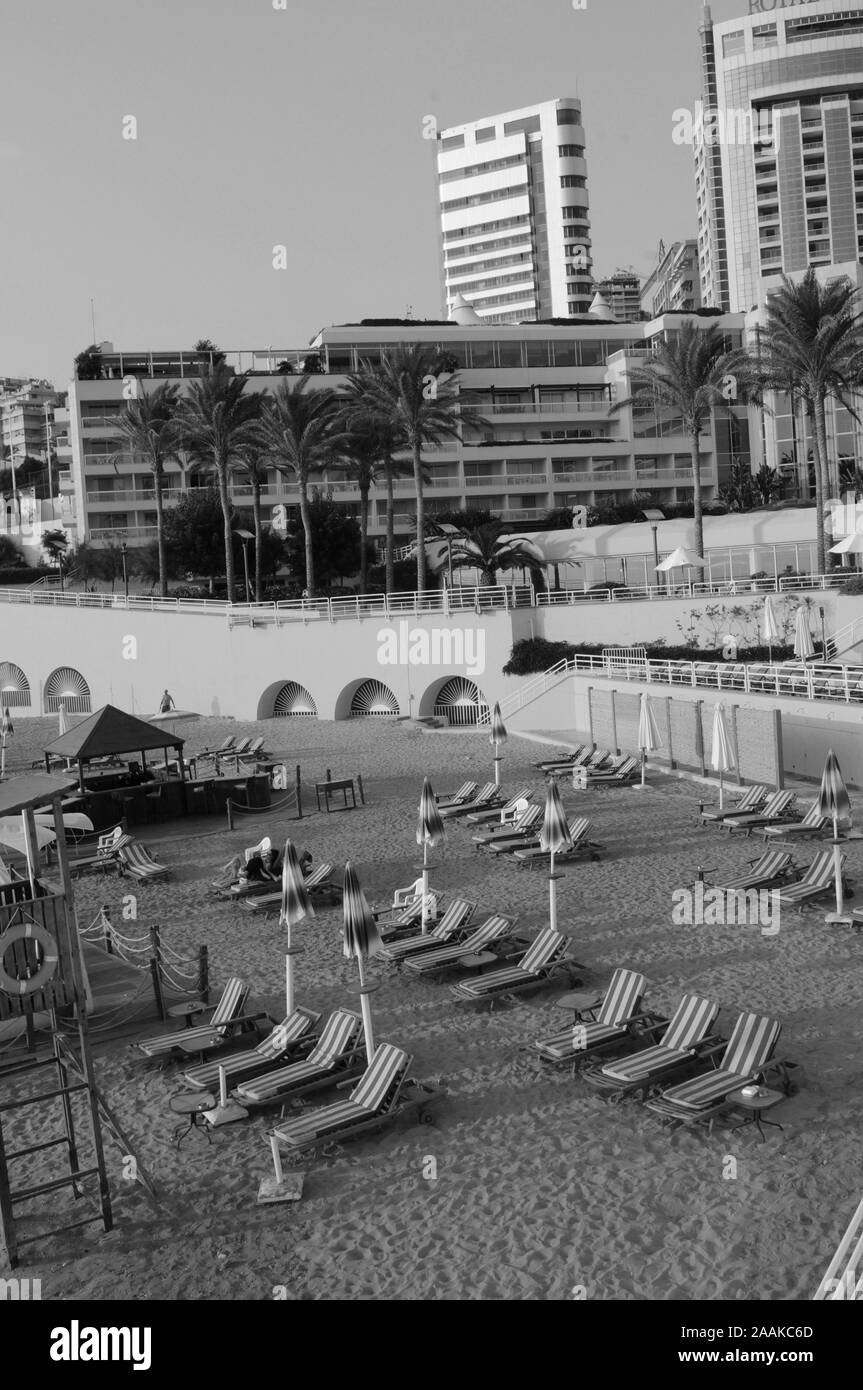 Lebanon: Beach area of the luxury Mövenpick Hotel in Beirut-City Stock Photo