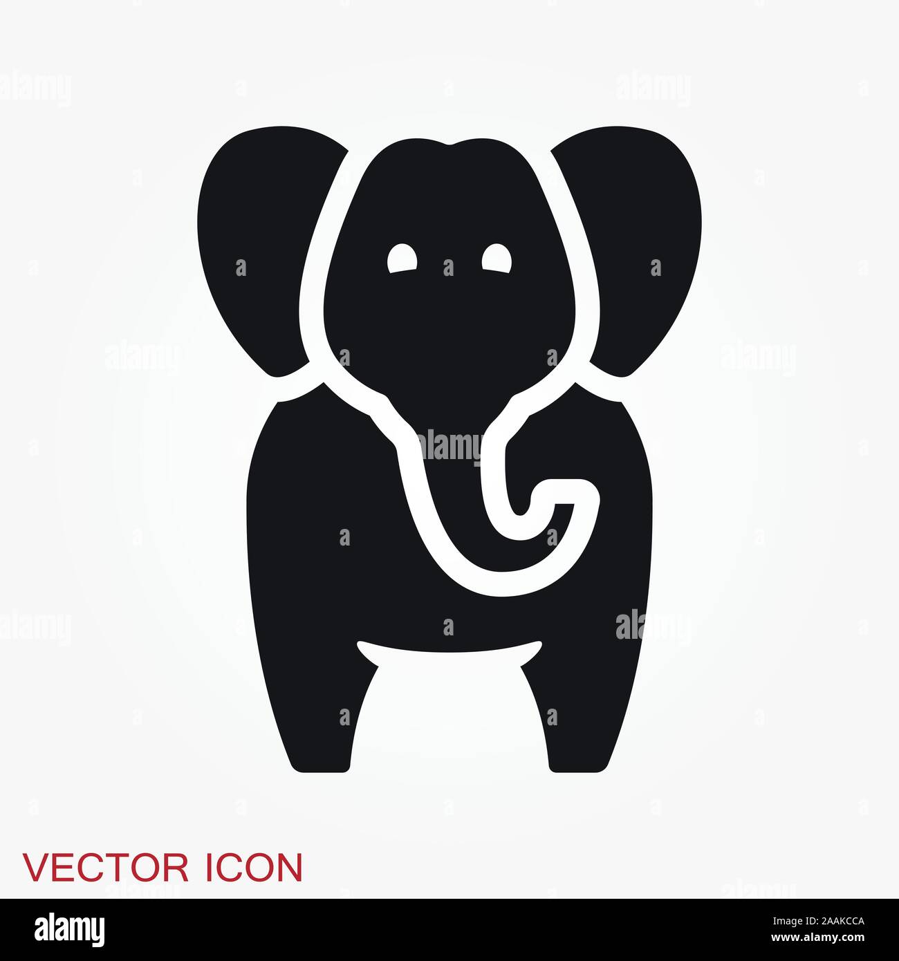 Elephant icon, vector logo line art illustration Stock Vector