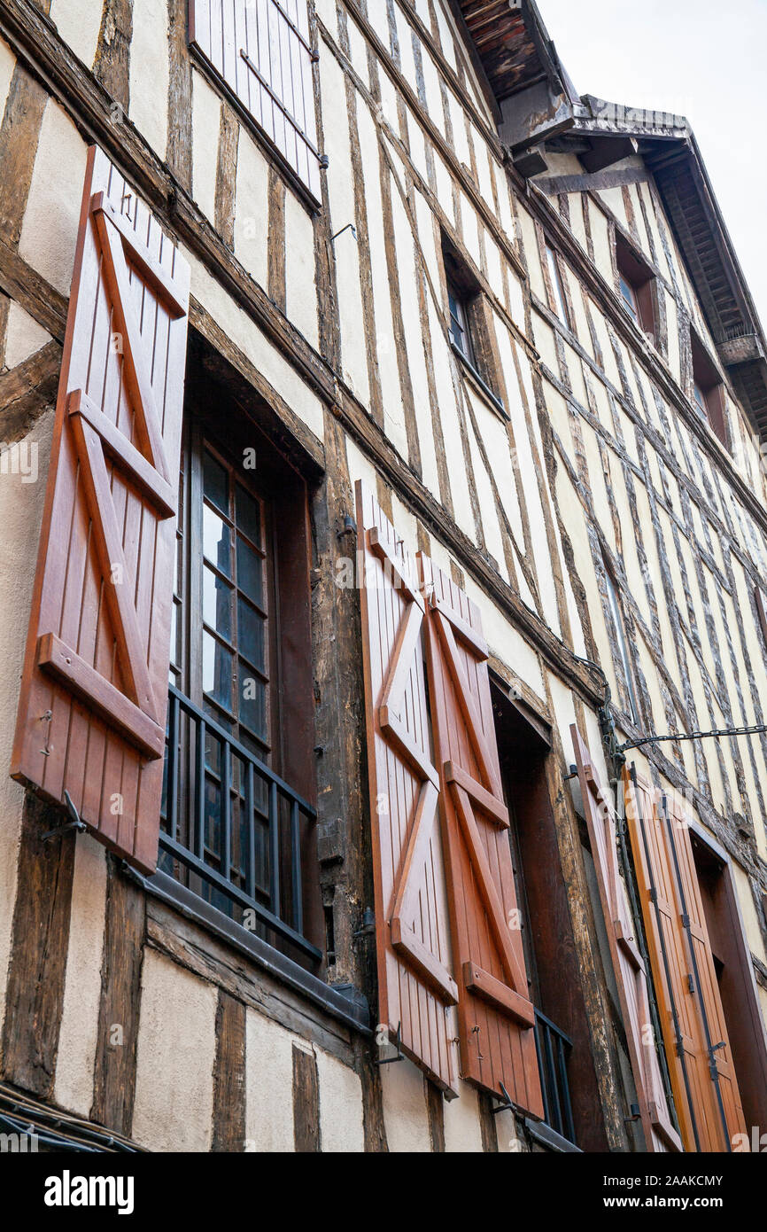 France, Grand Est, Troyes, Historic Timber Buildings on Rue Champeaux Stock Photo